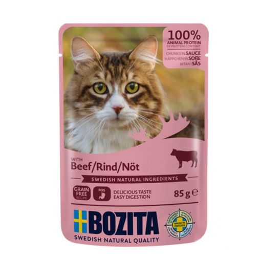 Bozita Cat Pouch Häppchen in Soße mit Rind 85g (Menge: 12 je Bestelleinheit)